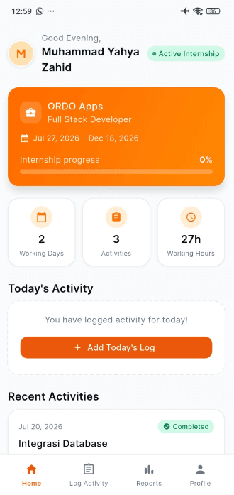 MagangDay Mobile App Home Screen Mockup